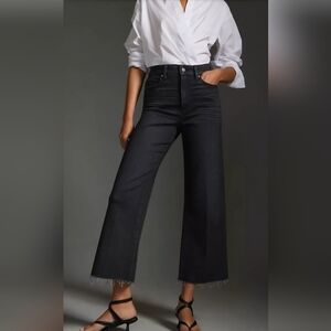 PAIGE Anessa Black Lotus High Rise Wide Leg Jeans Size 26